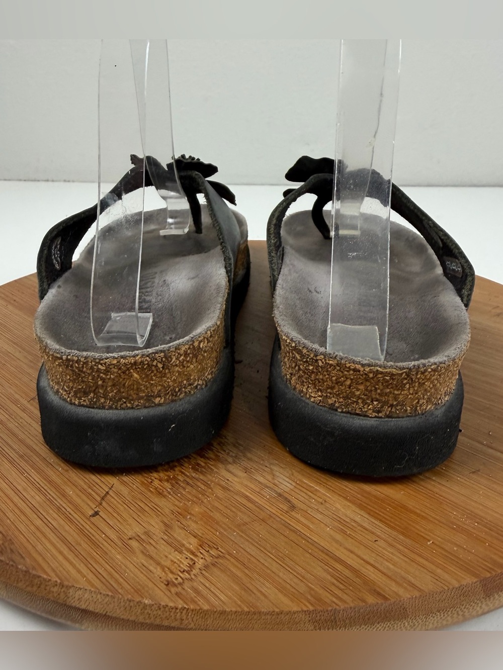 Mephisto Helen Women's Black Floral Cork Footbed Thong Sandals - Picture 4 of 9